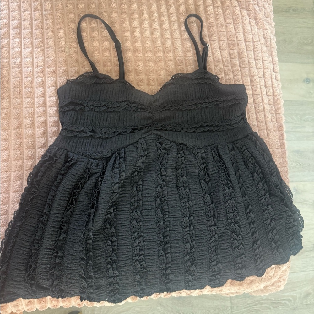 SHEIN Black Ruffled Blouse